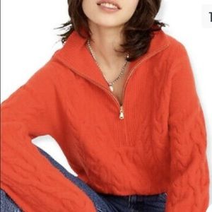 J Crew Cable Knit Half Sweater Bright Cerise Size XL